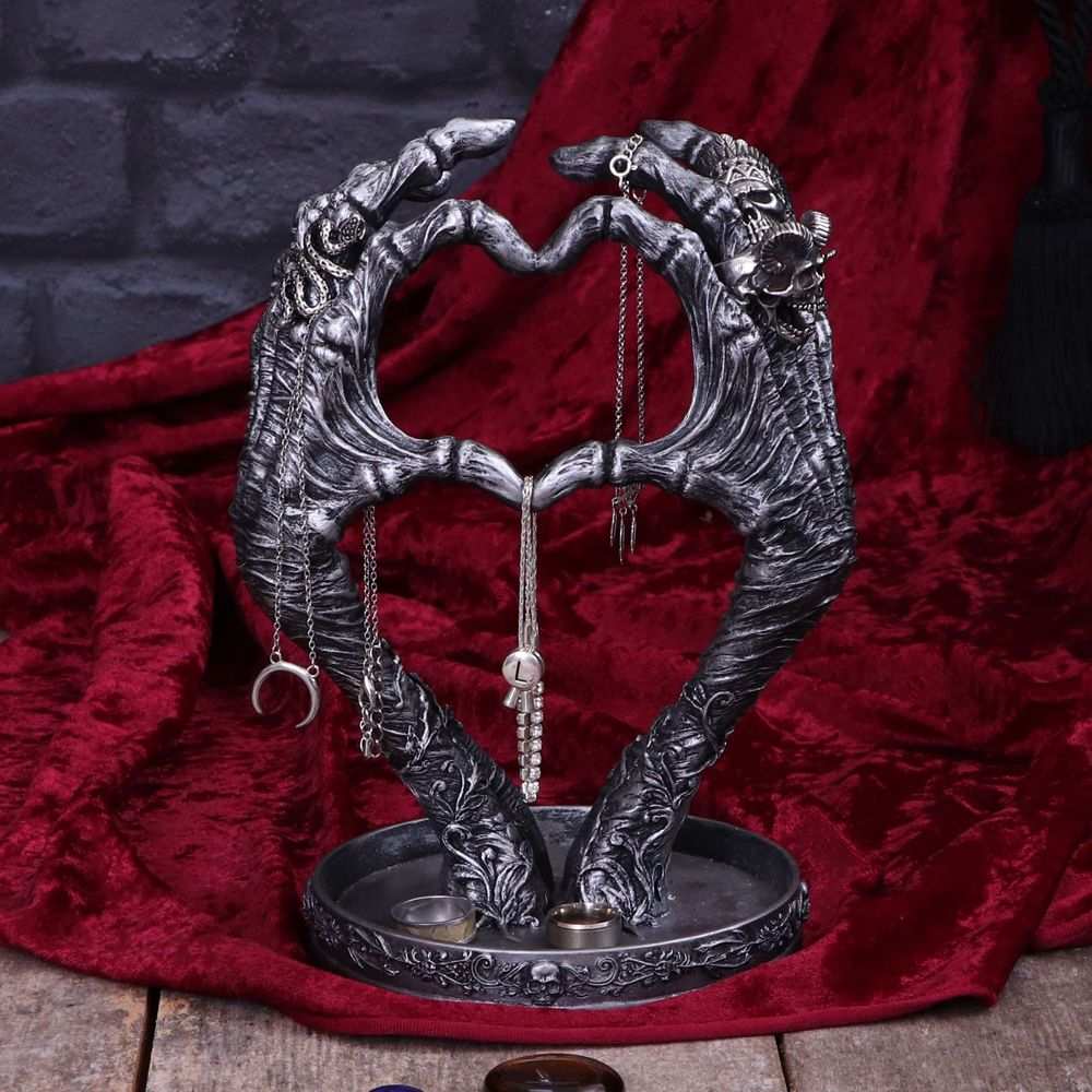 Nemesis Now - Gothic Mummified Love Heart Hands Jewellery holder - Silver coloured